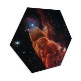 Hexagon Wandbild James Webb Telescope - Kosmischer Wirbelsturm Herbig - Alu-Dibond - Haro 49/50 