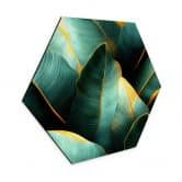 Hexagon Wandbild Exotische Bananenblätter - Jaszke - Alu-Dibond 