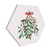 Hexagon Wandbild Weihnachtlicher Mistelzweig - Alu-Dibond - Kristina 
