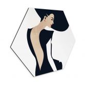 Hexagon - Alu-Dibond Kubistika - Die Dame im schwarzen Kleid 
