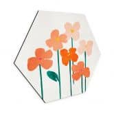 Hexagon Wandbild Kleine Blumen in Peach-Farben - Kubistika - Alu-Dibond 