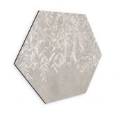 Hexagon Wandbild Elegante Weidenzweige in Beige - Ms Tiff - Alu-Dibond 