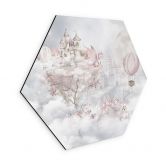 Hexagon Wandbild Märchenwelt mit Schloss und Einhorn - Ms Tiff - Alu-Dibond 