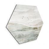 Hexagon Wandbild Neblige Berglandschaft Aquarell - Ms Tiff - Alu-Dibond 