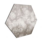 Hexagon Wandbild Pusteblumen Traum in Beige - Ms Tiff - Alu-Dibond 
