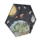 Hexagon Wandbild Sonnensystem mit Planeten und Erde - Ms Tiff - Alu-Dibond 