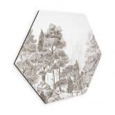 Hexagon Wandbild Wald mit Waldlandschaft in Beige - Ms Tiff - Alu-Dibond 