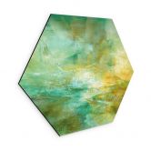 Hexagon Wandbild Abstrakter Horizont in Limettengrün - Schmucker - Alu-Dibond 