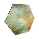 Hexagon Wandbild Türkisgoldenes Licht am Meer - Schmucker - Alu-Dibond 