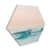 Hexagon Wandbild Blaues Meer trifft auf rosa Himmel in Griechenland - Alu-Dibond - Sisi & Seb 