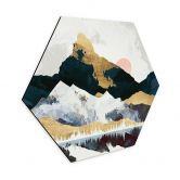 Hexagon Wandbild Reflektion einer Winterlandschaft - SpaceFrog Designs - Alu-Dibond 