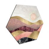 Hexagon Wandbild SpaceFrog Designs - Rosa Sonne - Alu-Dibond 