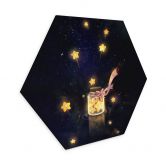 Hexagon Wandbild Sternenfänger: Ein Glas voller Wünsche - Thai - Alu-Dibond 