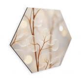 Tableaux Hexagonaux Feuilles Filigranes Beige - Alu-Dibond - Treechild 