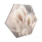 Hexagon Wandbild Pastellfarbene Gräser - Alu-Dibond - Treechild 