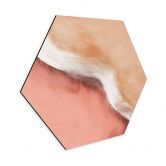 Hexagon Wandbild Pfirsichfarbene Welle - Alu-Dibond - Treechild 