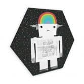 Hexagon Wandbild Regenbogen-Roboter Sleep Laugh Create - Treechild - Alu-Dibond 
