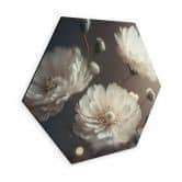 Wandbild Weiße Blumen mit Goldstaub - Treechild - Alu-Dibond 