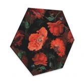 Hexagon - Alu-Dibond UN Designs - Rote Blüten 