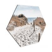 Hexagon Wandbild Strandaufgang Dünen - Alu-Dibond 