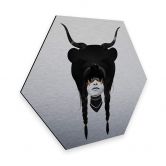 Hexagon - Alu-Dibond-Silbereffekt Ireland - Bear Warrior - Bärenkriegerin 