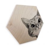 Hexagon - Holz Birke-Furnier Graves - Sneaky Cat 