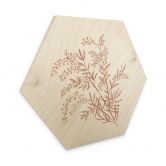 Hexagon Holzbild Zweig der Akazie in Mokkafarben - Anis Illustration 