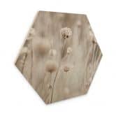 Hexagon Holzbild Getrocknete Blüten in sanften Tönen - Annie 