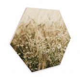 Hexagon Holzbild Sommerwiese mit Kamille - Annie 