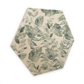 Hexagon Holzbild Dschungelblätter Aquarell Creme - Bloomery Decor 