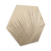 Tableau sur bois hexagonal feuilles de palmier aspect lin - Bloomery Decor 