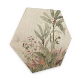 Hexagon Holzbild Tropische Idylle mit Kolibri Blau - Bloomery Decor 