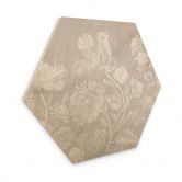 Hexagon Holzbild Wildblumen in Kreide-Optik Beige - Bloomery Decor 