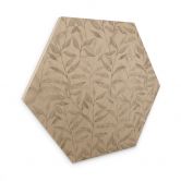 Houten Wanddecoratie Zeshoek Delicate Watercolour Leaves - Zacht Grijs - Bloemdecoratie 