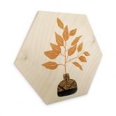 Hexagon Holzbild Goldener Zweig mit Blättern - Cats & Dotz 