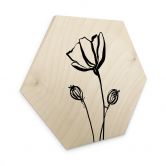 Hexagon Holzbild Line Art Mohnblume - Cats & Dotz 