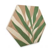 Houten Wanddecoratie in zeshoek Tropische takken in een zacht kleurenspel - Costa 