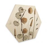 Hexagon Holzbild Getrocknete Lampionblumen - Disher 