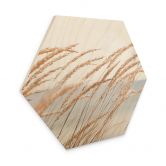 Hexagon Holzbild Dünengras 