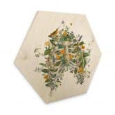 Wandbild Frida Floral Studio - Thorax Floral - Hexagon Holz 