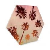 Tableau sur bois Hexagon California Dreaming avec vue sur les palmiers - Hugonnard 