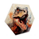 Hexagon Holzbild T-Rex: Das wilde Gesicht der Urzeit - Jaszke 