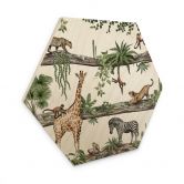 Hexagon Holzbild Afrikanische Tiere im Dschungel - Kikki Belle 