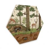 Hexagon Holzbild Wimmelbild Waldtiere - Kikki Belle 