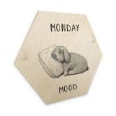 Hexagon-Holzbild Monday mood - Hase am Montagmorgen - Korenkova 