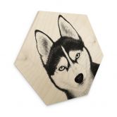 Hexagon-Holzbild Sibirischer Husky - Hundeporträt - Korenkova 