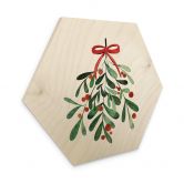Hexagon Holzbild Weihnachtlicher Mistelzweig - Kristina 