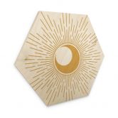 Hexagon Holzbild Goldene Sonnenstrahlen - KsanaKalpa 