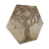 Hexagon Holzbild Magisches Baumhaus mit Feen - Ms Tiff 