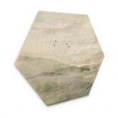 Hexagon Holzbild Neblige Berglandschaft Aquarell - Ms Tiff 